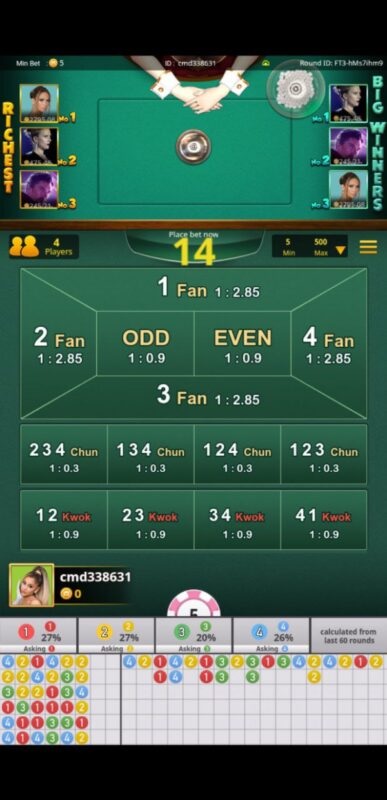 bàn cược fan tan